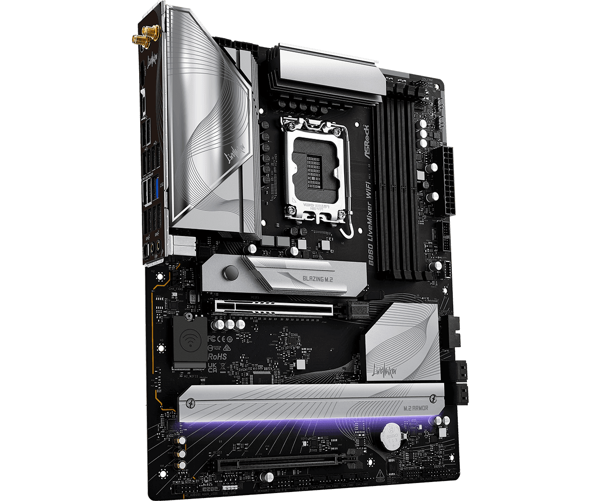 Placa de baza ASRock B860 LiveMixer WiFi, Socket 1851, DDR5, ATX — miniatură