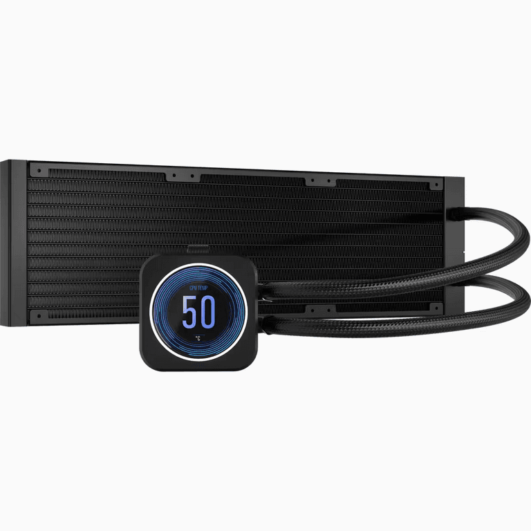 Cooler Procesor CORSAIR iCUE H150i ELITE LCD XT, Lichid, 12 cm, 3 ventilatoare, aRGB — miniatură