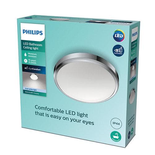 Plafoniera LED Philips Doris CL257, 17W, 1700 lm, lumina neutra (4000K),IP44, 31.3cm, Crom — miniatură