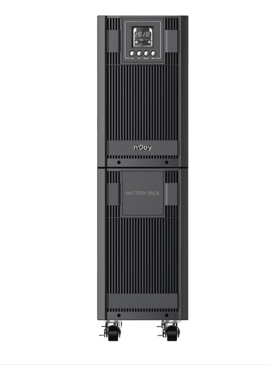UPS nJoy Aster 6KT, 6KVA / 5.4KW, monofazat, pana la 96% eficienta in eco mode, display LCD, fara baterii instalate, se pot monta 16 acumulatori tip 12V de 7Ah sau 9Ah Caracteristici UPS on-line Comunicare HID USB Repornire automata Reincarcare automata Pornire la rece Bypass intern Functia EPO LCD