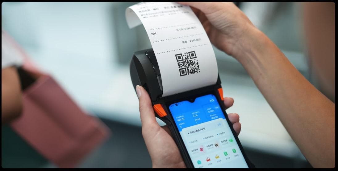 SUNMI MOBILE T5F01 V2s - Wireless data POS System, V2s Plus Android 11, 3GB + 32GB, 13MP rear + 2MP front cameras, 4G, 80mm Label printer, NFC, GMS — miniatură