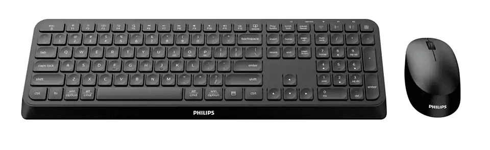 Kit Wireless tastatura si mouse Philips SPT6407B/00, taste numerice, negru