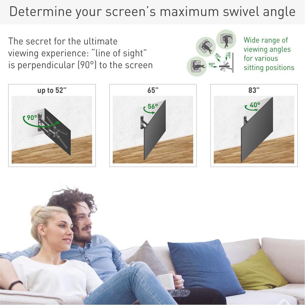 Suport TV plat/curbat de perete cu 2 brate Barkan BM443LP, 13"- 83", Max 50kg, VESA 600x400, negru — miniatură