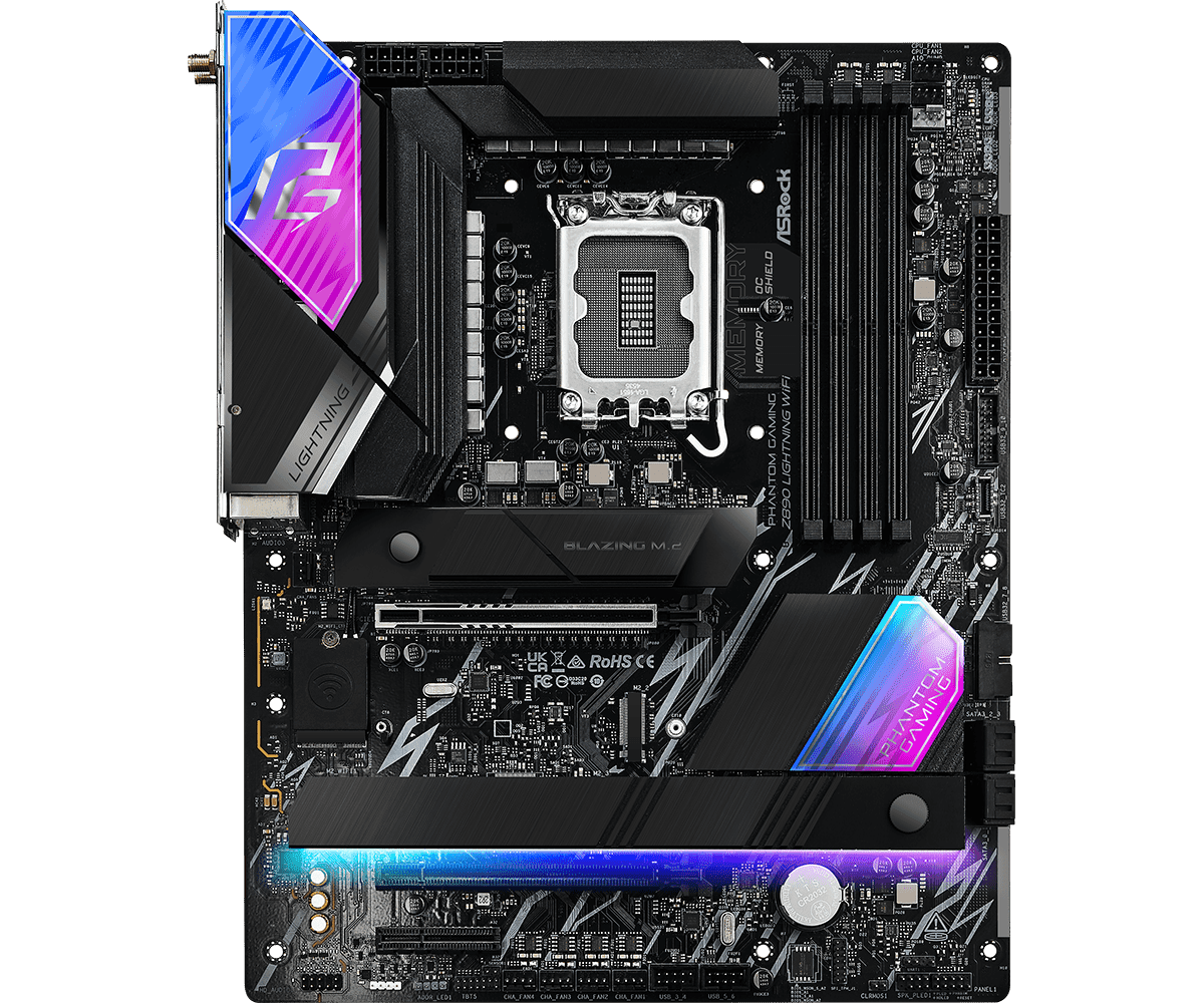Placa de baza ASRock Phantom Gaming Z890 Lightning WiFi, Socket 1851, DDR5, ATX — miniatură