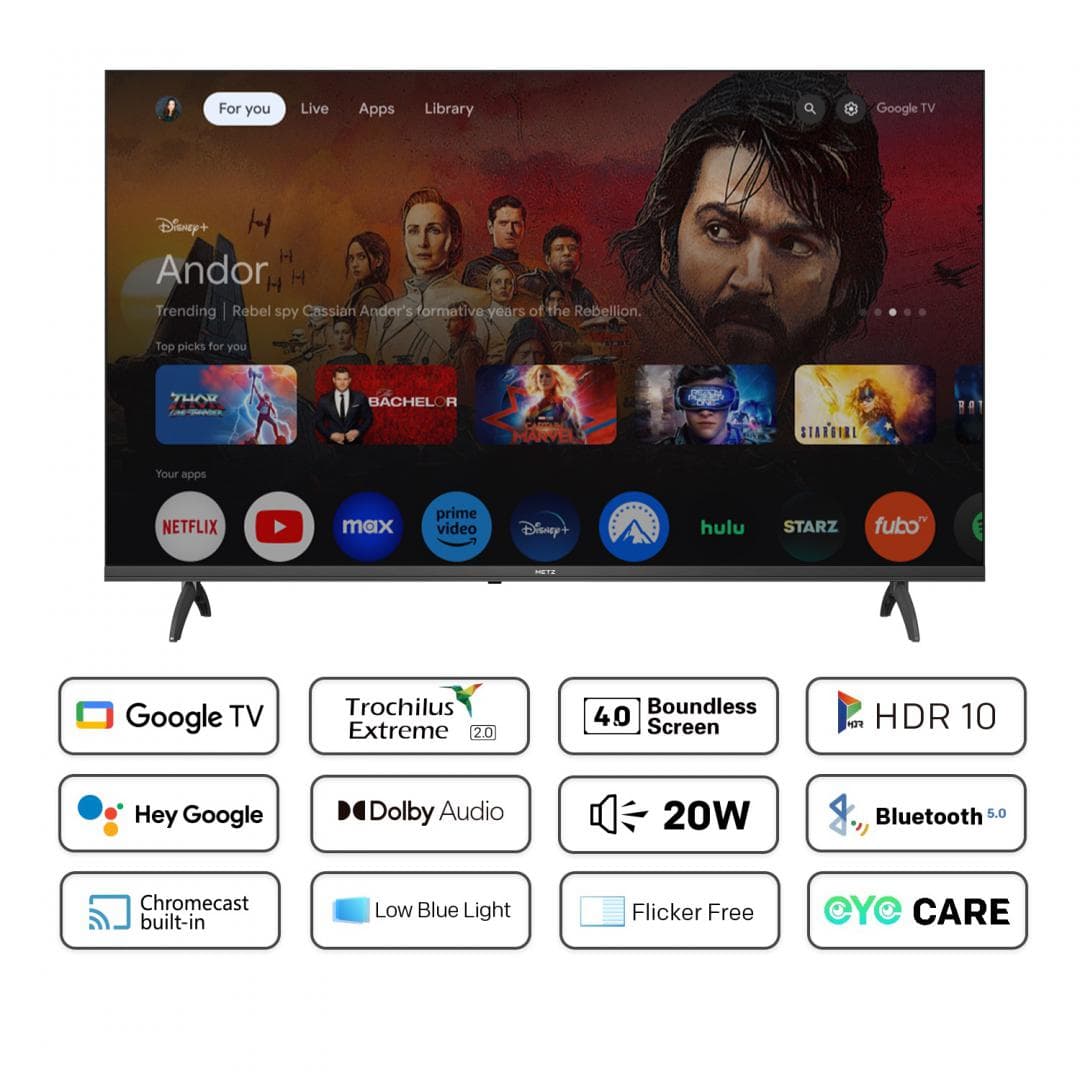 Televizor METZ LED 40MTE6000, 100 cm, Smart Google TV, Full HD, Clasa E (Brand German) — miniatură