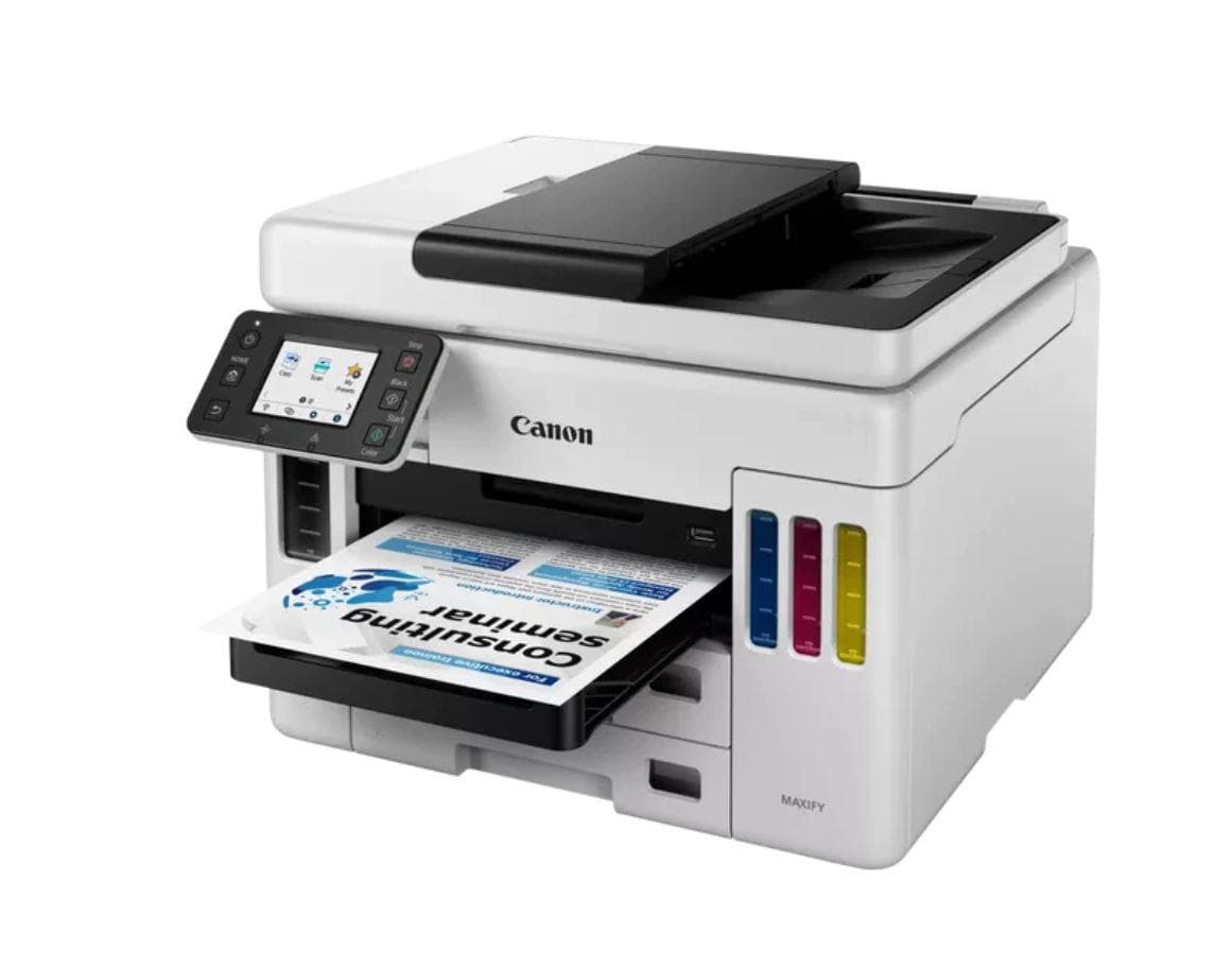 Multifunctional inkjet color CISS Canon Maxify GX7040, ( Print, Copy,Scan, Fax, Cloud), dimensiune A4, duplex printare, ADF, viteza 24 ppm alb-negru, 15.5 ppm color, rezolutie 600X1200 dpi, alimentare hartie 250+250+100 coli, Scannet CIS, rezolutie scanare:1200x1200, 99 copii max,zoom:25%-400% — miniatură