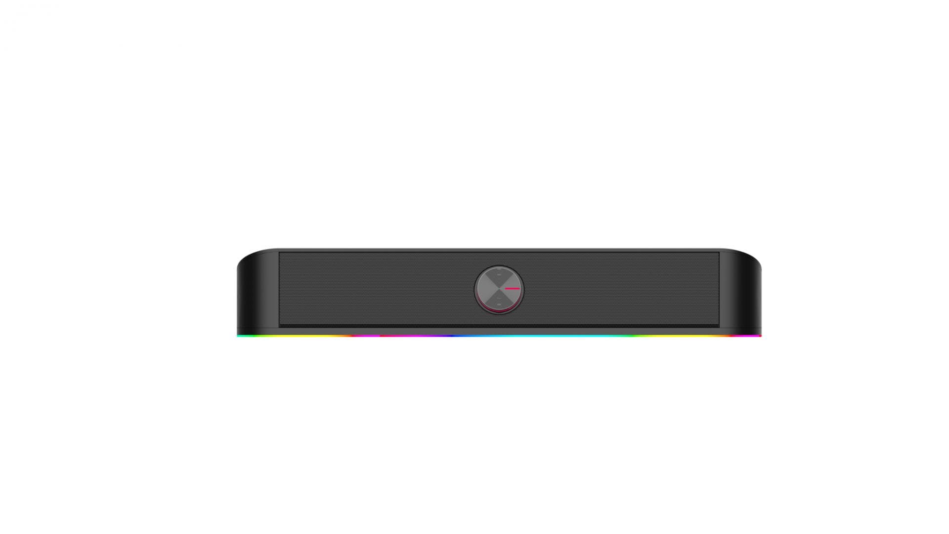 Soundbar gaming Serioux Yron RGB, putere: 3W x 2, impedanță: 4Ω, frecvență: 150Hz - 20KHz, sensibilitate:750mv ± 50, alimentare: DC5V / 1A, S / N: ≥85dB, dimensiunea driverului: 2 inch x 2, conexiune: 3.5mm jack TRS, RGB : 6 moduri de lumină, cablu USB & audio: 1.2m — miniatură