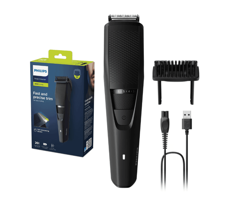 Aparat de tuns barba PHILIPS Seria 3000 BT3234/15, Lame din otel inoxidabil cu ascutire automata, 0.5-10mm, Utilizare fara fir, 60 min, Negru, L x A x I (mm) 71x142x225