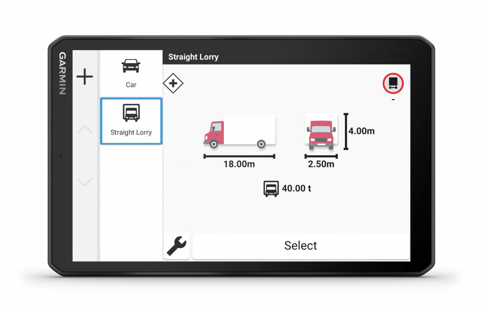 GPS Garmin Dezl LGV820, tip afisaj IPS panoramic de 8", TFT color, cu panou tactil capacitiv pe celule, rezolutie 1280 x 800 pixeli, durata de viata baterie pana la 2 ore — miniatură