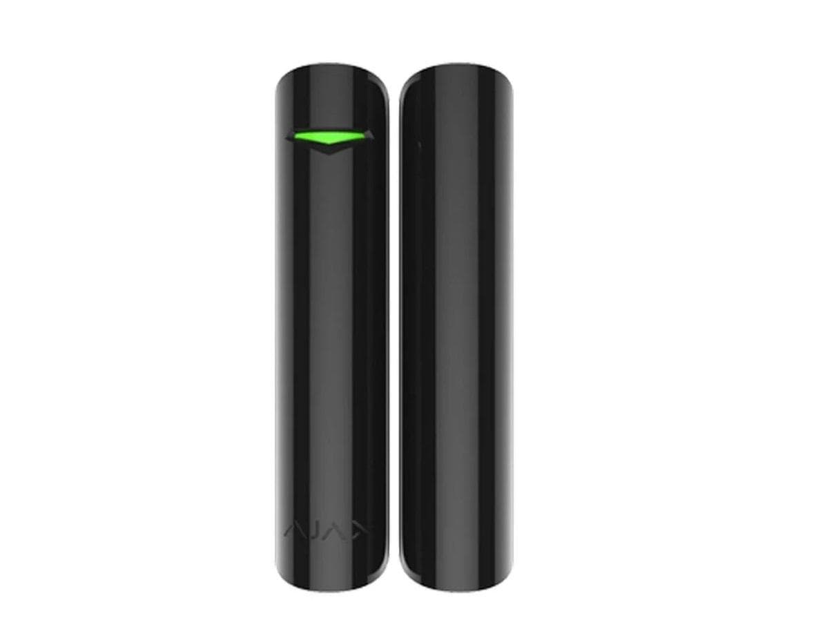 Contact magnetic DoorProtect, wireless, negru - AJAX; Interspatiu: max. 2 cm cu magnetul mare, max. 1cm cu magnetul mic; Timp alarmare: 0.15 s; Senzori: contact Reed, 2.000.000 deschideri durata viata; Frecventa operare: 868.0 - 868.6 MHz; Putere RF: autoajustabila max. 20 mW; Criptare: AES — miniatură