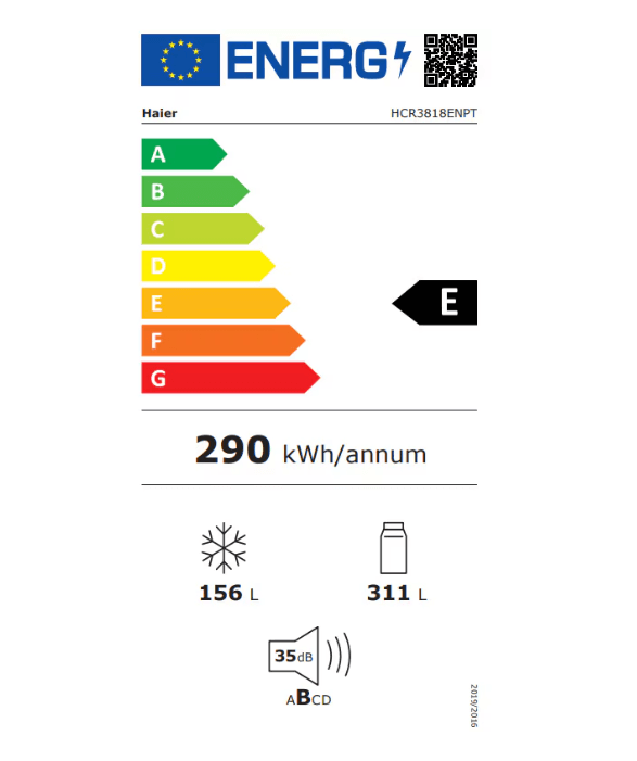 Side by Side HAIER HCR3818ENPT, No Frost, 467 l, H 182 cm, Clasa E, negru — miniatură