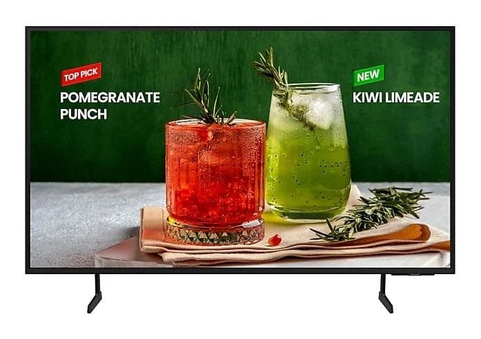 TV signage Samsung BE50D-H, 50", 250nit, 16/7, UHD, Tizen 7.0, CMS compatible (not free).. Necesita suport de perete sau stand mobil