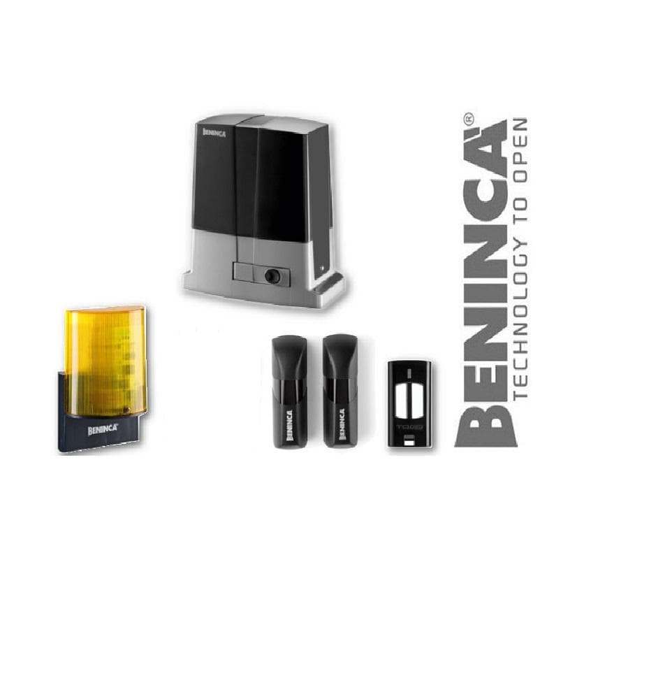 Kit automatizare pentru porti culisante KBULL5M Beninca, kitulcontinemotor KBULL5M cu centrala inclusa si receptor radio , 1 x perechefotocelule PUPILLA, 1 x lampa de semnalizare LAMPI.LED, 1 x telecomanda.Caracteristici motor: Viteza deschidere: 10.5 m./min; Ciclu defunctionare: 30 %; Alimentare