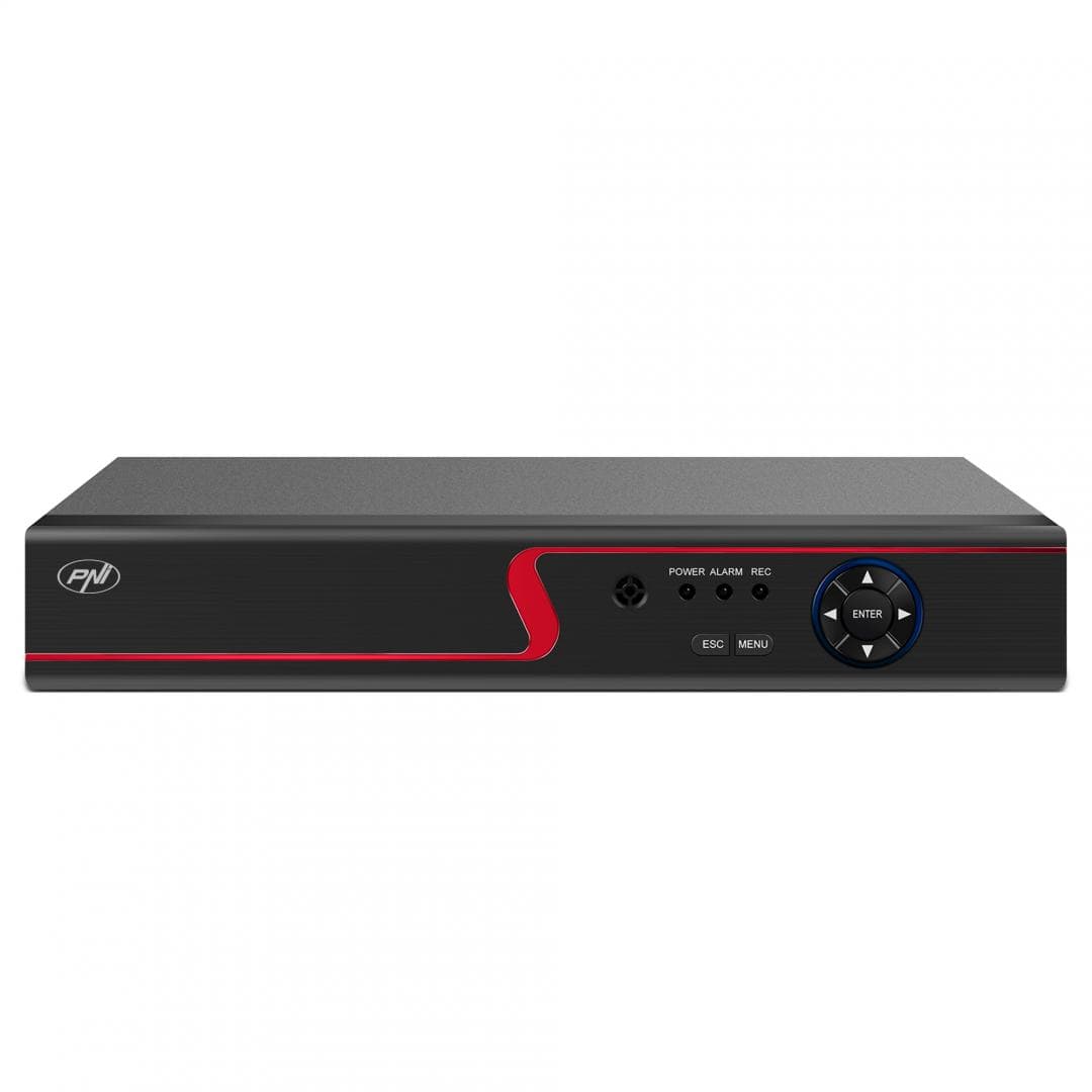 DVR / NVR PNI House H814 - 16 canale IP full HD 1080P sau 4 canale analogice 5MP, Numar canale video: 4 canale, Compresie video: H.265, rEZOLUTIE: Analog: 4 x 5MP IP: 16 x 1080P / 8 x 5MP Hibrid: 4 x 5MP + 2 x IP 1080P, IESIRE: 1080P(VGA) / 1080P(HDMI), sTOCARE: maxim 1 x 14 TB HDD (nu este inclus) — miniatură