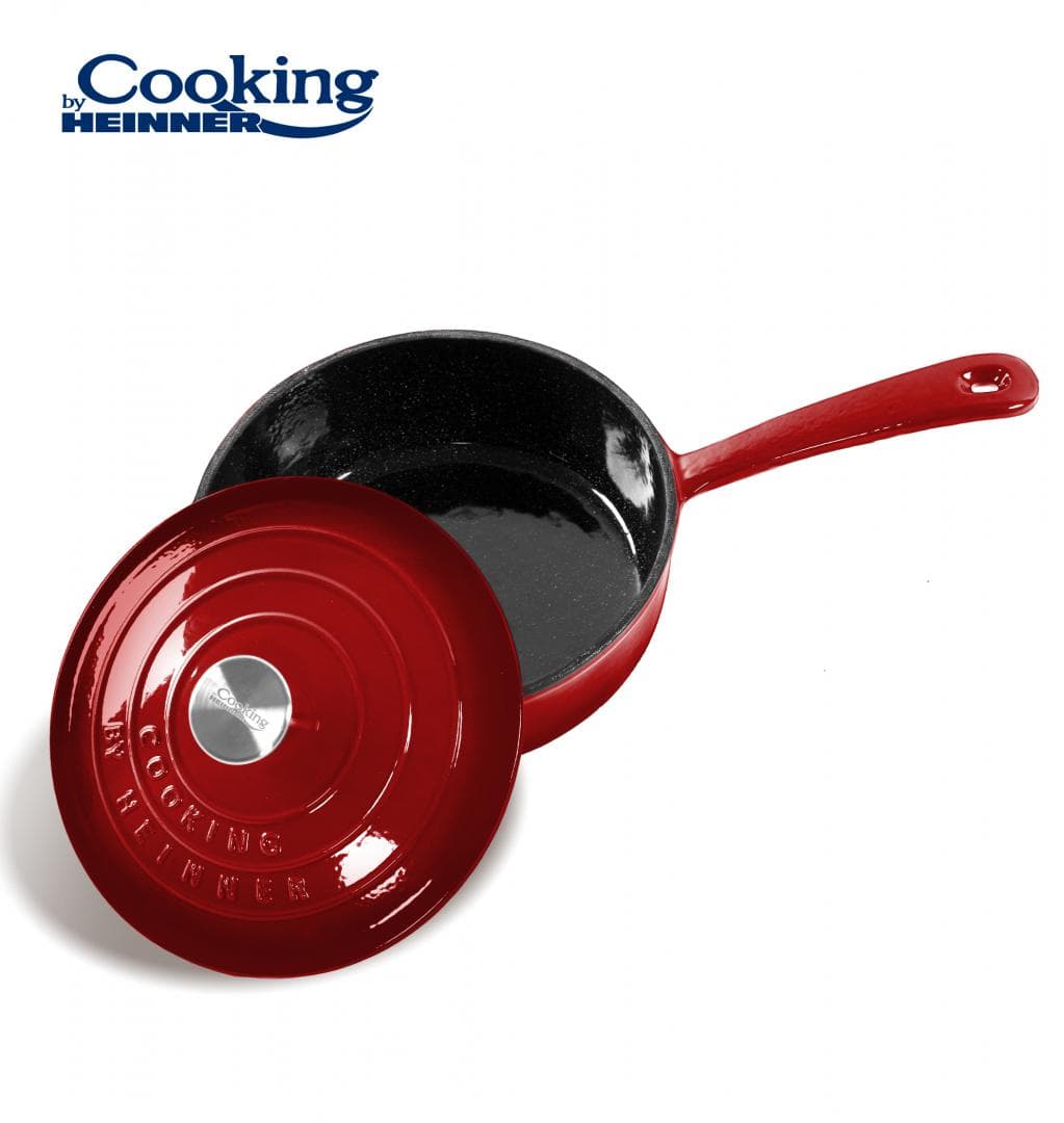 TIGAIE ADANCA FONTA EMAILATA + CAPAC 24 X 8 CM, 2.5 L, RED LINE, COOKING BY HEINNER — miniatură