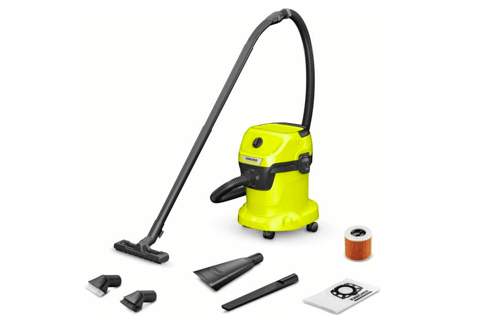 Aspirator multifunctional Karcher WD 3 Premium, Aspirare umeda si uscata, 17 l, Furtun 2 m, 1000 W, Sac filtru din hartie, Functie de suflare, Galben/Negru