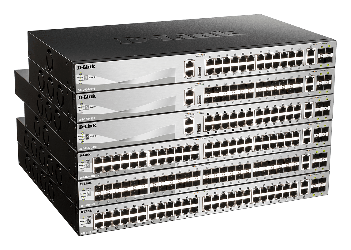 Switch D-Link DGS-3130-54TS/E, 54-Port Gigabit SFP L3 Stackable Managed Switch, 48 x 10/100/1000BASE-T ports, 2 x 10GBASE-T and 4 x 10G SFP+ ports, Layer 3, 216 Gbps.