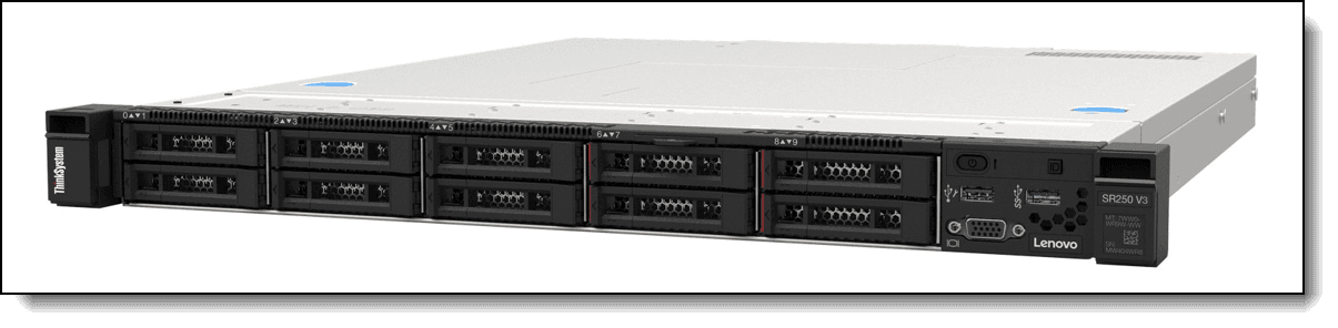 SR250 V3 Xeon E-2434 (4C 3.4GHz 8MB Cache/55W), 1x16GB, O/B, 2.5" HS (8), SW RAID, 1x 1GbE RJ45 4-Port PCIe Ethernet Adapter, 2x 2.5" 480GB SATA 6Gb SSD, HS 800W Titanium, XCC2 Platinum, Rails / 36months NBD