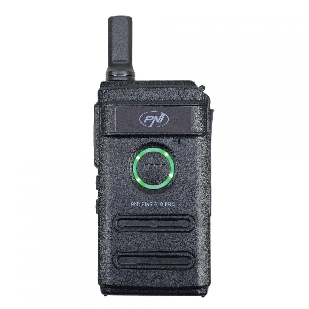 Statie radio portabila PNI PMR R10 PRO, 446MHz,0.5W, Monitor, Scan, coduri CTCSS DCS, Distanta de lucru: 5km, 16 canale, Putere de emisie: 0.5w, Acumulator Li-Ion 3,7 V (1500 mAh), Dimensiuni: 52 x 20 x 122 mm (antena inclusa), Greutate: 88g — miniatură