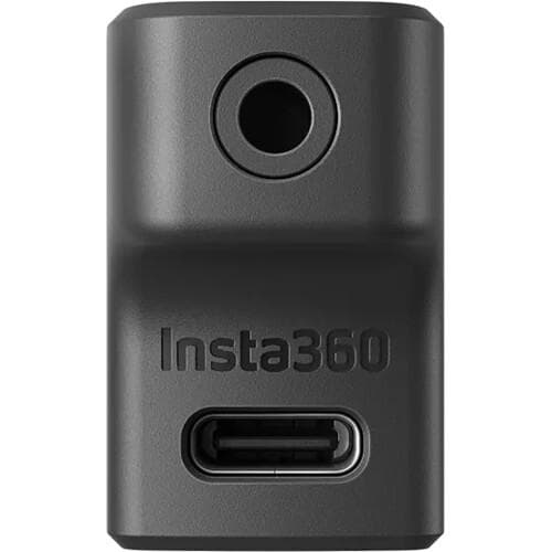 Insta360 Microphone Adapter Ace/Ace Pro, 1 x USB-C Female Input, 1 x USB-C Integrated Male Input, 1 x 1/8" / 3.5 mm Input, negru — miniatură