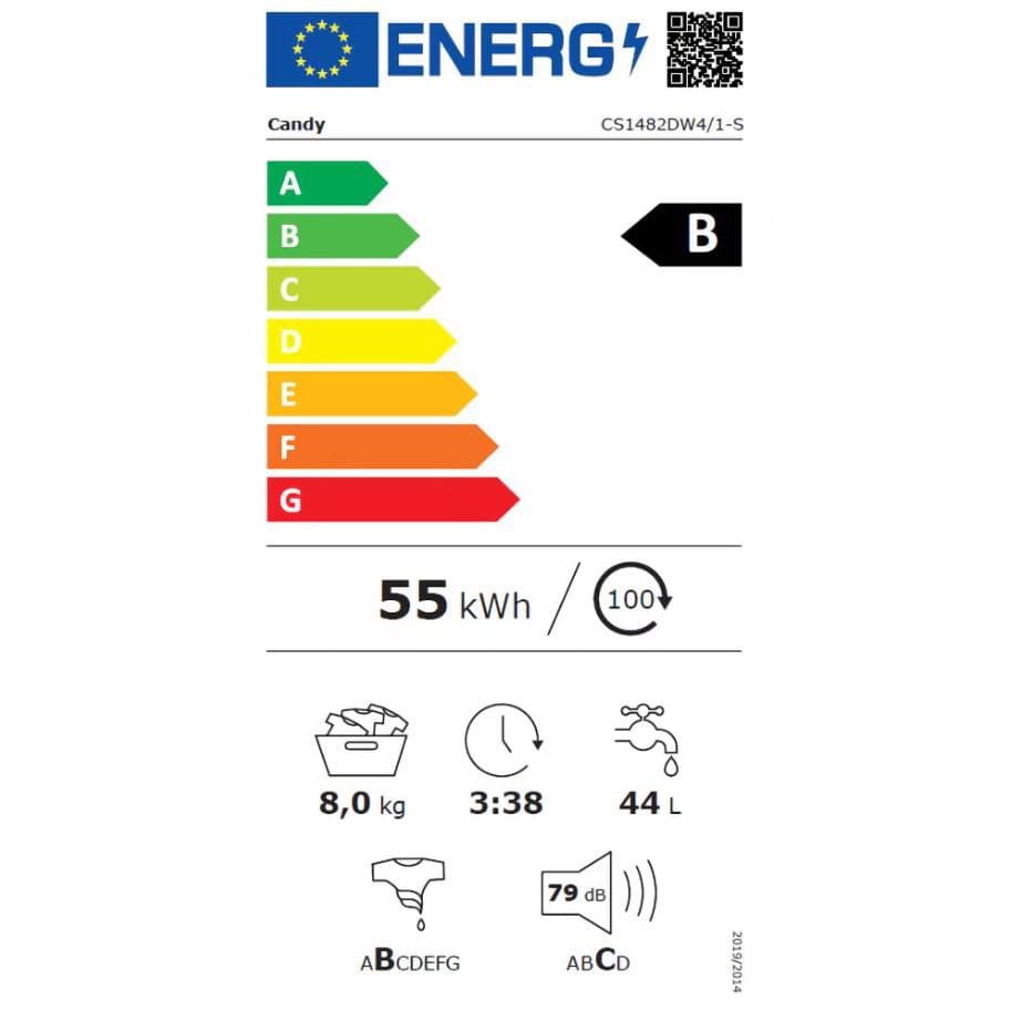 Masina de spalat rufe Candy Smart CS1482DW4/1-S, 8 kg, 1200rpm, Clasa B, alb
