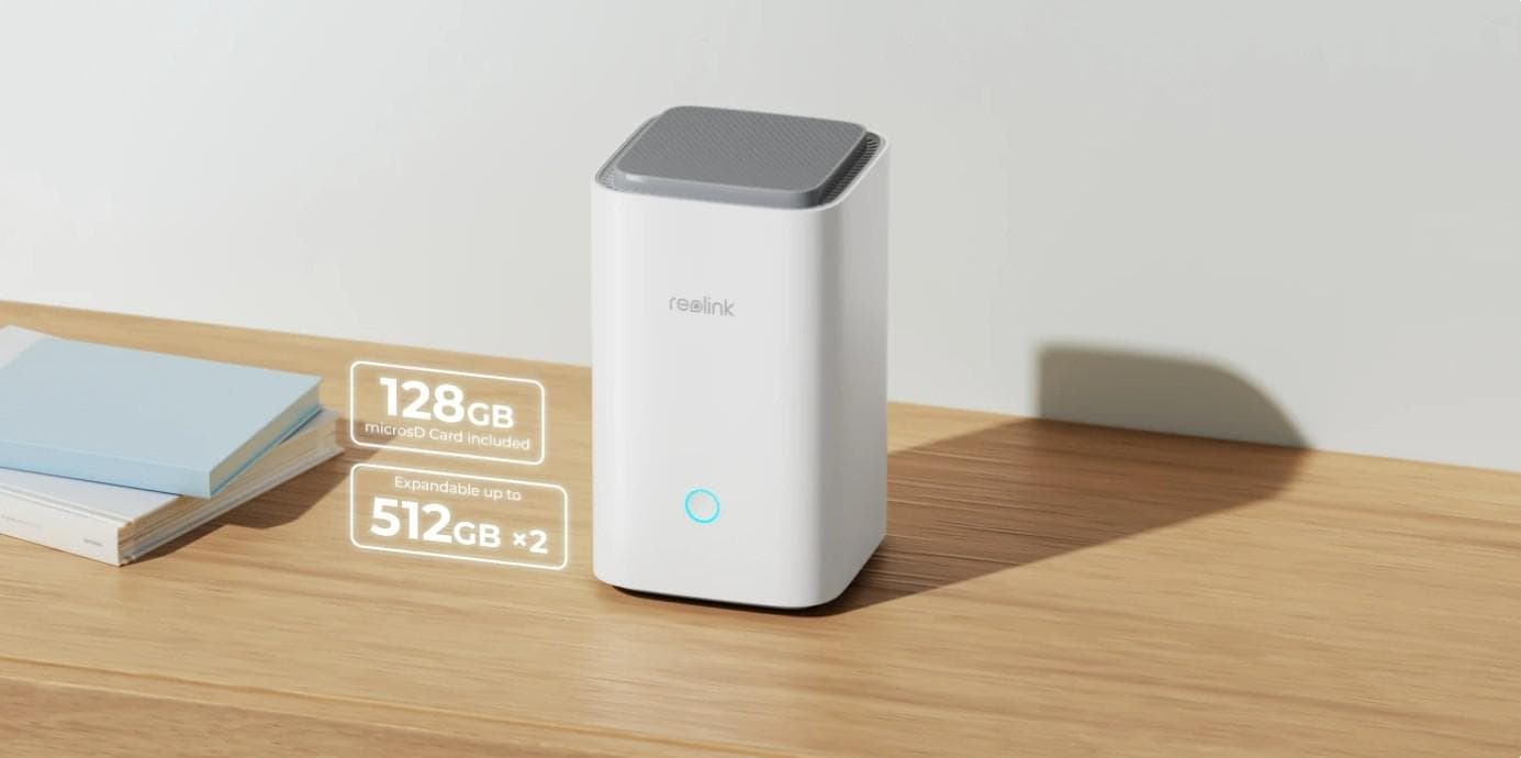 Reolink Hub 1: manageriaza pana la 8 camere, compatibil cu toate camerele Reolink WI-FI/PoE, Aimentare: DC 12V/1A, Interfata retea: 1 X RJ45 10/100 Mbps Slot card de memorie: 2 x microSD pana la 512GB, 1 x microSD de 128GB inclus Wireless Standard: IEEE 802.11 a/b/g/n/ac/ax (Wi-Fi 6), frecventa de — miniatură