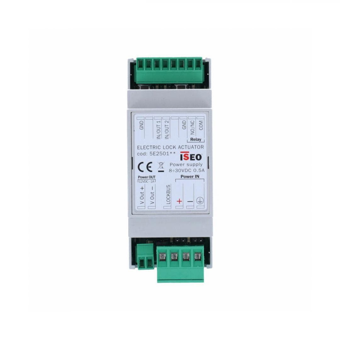 Actuator electric STYLOS SMART ISEO; 3 input(2 digital si 1 balanced) si 2 output;3 intrari multipoint Serial LOCKBUS pentru alimentare si date; Setare cu jumperi; Temperatura de operare:-10/+60°C; Tensiune alimentare: 8VDC to 30VDC 0.5A; Dimensiuni: 90 x 36 x 58 mm