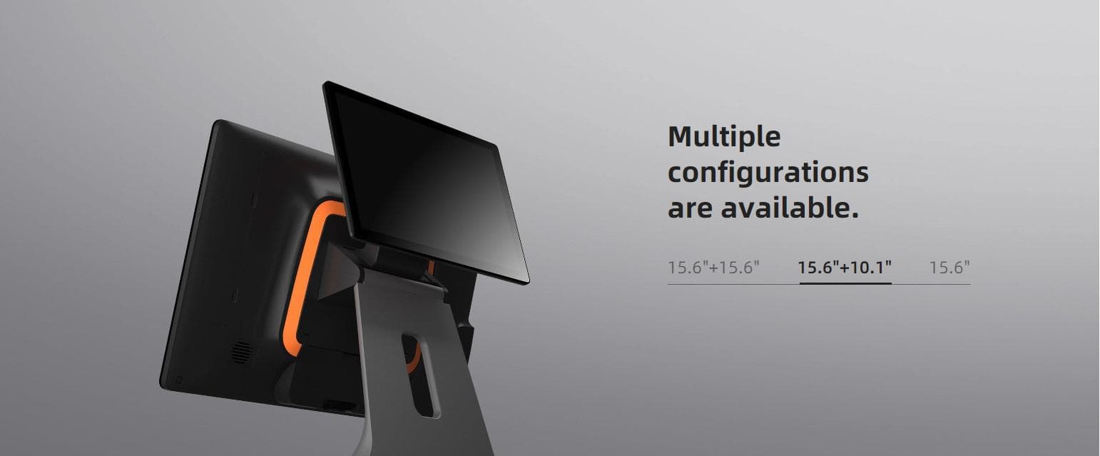 SUNMI DESKTOP POS SYSTEM L1572 T2s LITE EN (15.6" + 10.1", 4GB + 64GB, WiFi, EU Adapter) — miniatură