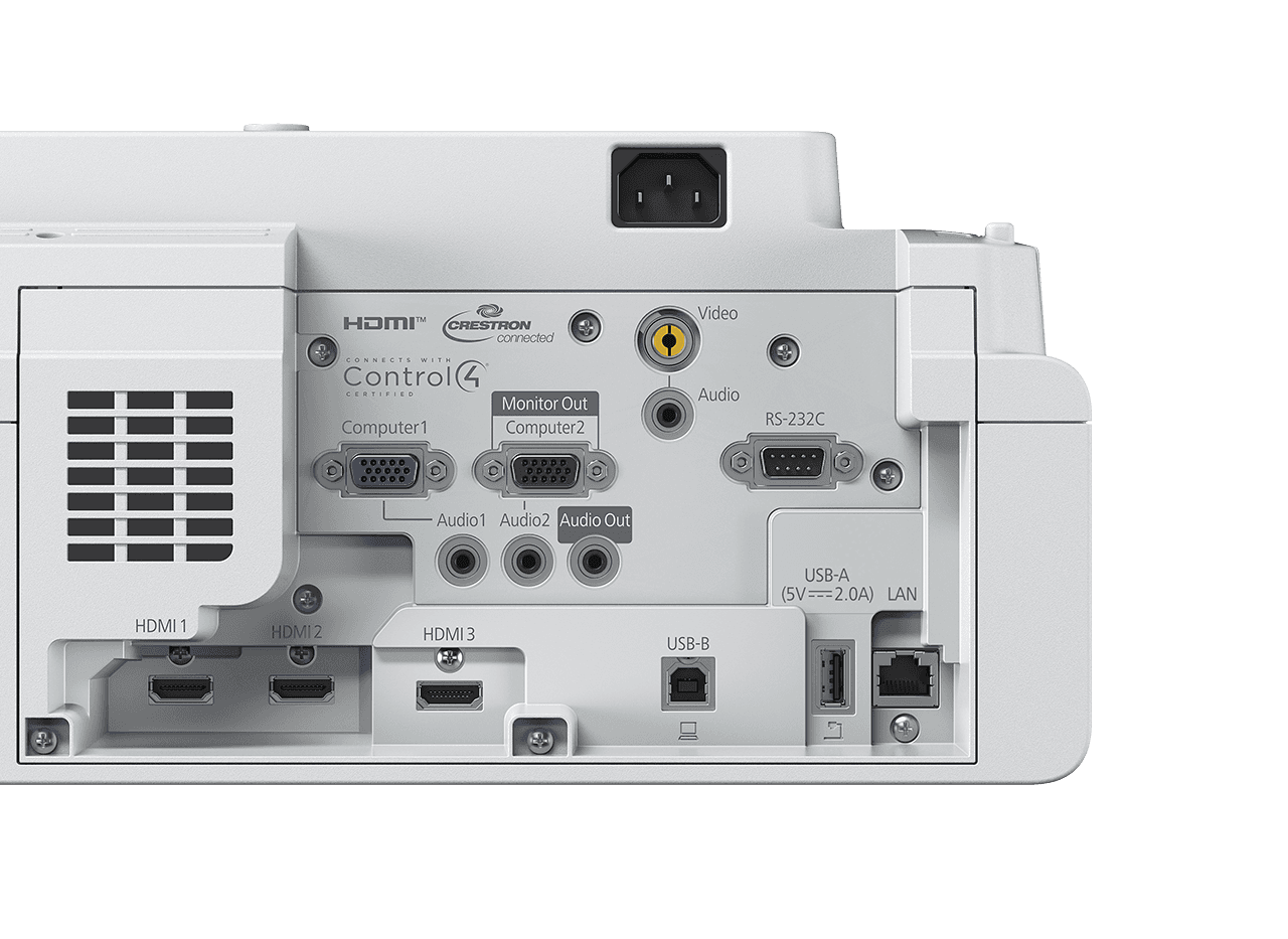 Proiector Epson interactiv WXGA 3LCD EB-760WI, Laser, lamp-free, Ultra- Short, Luminozitate: 4100 lumeni, dimensiune ecran : 68-100", interactivitate dual pen, Aspect Ratio: 16:10, 4:3, 16:9, durata de viata laser: 20,000 ore, montare: perete, birou, Rezolutie: 1280x800, Contrast: 2,500,000:1 — miniatură
