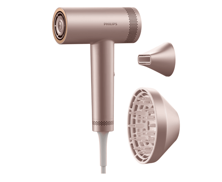 Uscator de par PHILIPS cu ThermoShield Advanced Seria 8000 BHD837/10, 1400W, 3 viteze, 4 trepte, Temperatura, Tehnologie ThermoShield Advanced, Roz, L x A x I (mm) 130x169x301