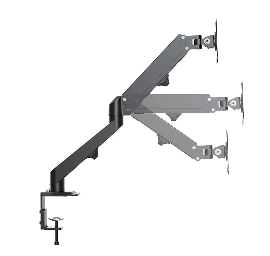 Brat de birou pentru monitor Neomounts, poate sustine un monitor cu diagonala display 17-27", suporta pana la 7kg, full motion, +90°, -45° inclinatie, +90°, -90° swivel, +180°, -180° rotatie, VESA min 75x75, VESA max 100x100,reglabil pe inaltime: 15.2-40.2 cm, negru. — miniatură