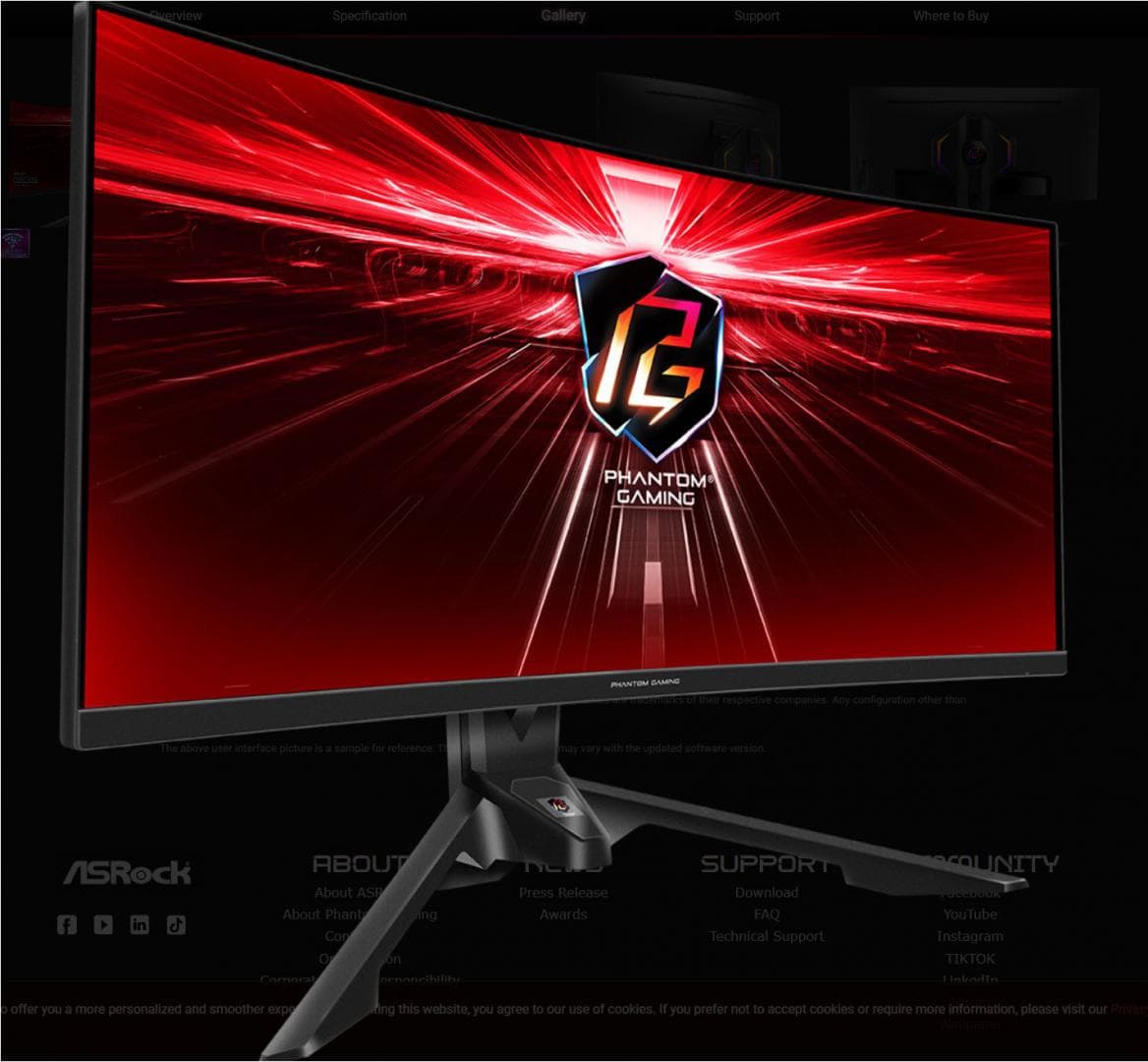 Monitor Commercial ASROCK PG34WQ15R3A, 34", 3440 x 1440 pixeli, Black — miniatură