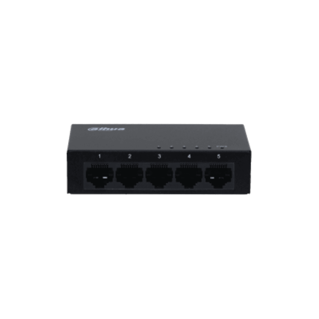 Switch Dahua 5 Porturi Unmanaged, Gigabit, PFS3005-5GT-L, Interfata: 5 x 10/100/1000 Mbps, Capacitate: 10 Gbit, Packet Forwarding Rate: 7.44 Mpps — miniatură