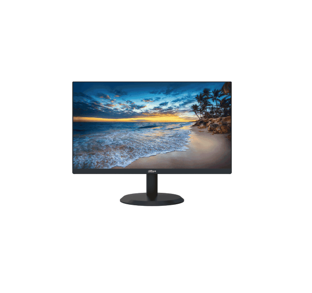 Monitor LED FHD Dahua LM22-H200 > Potrivit pentru funcționare continuă 24/7 > Design cu ramă îngustă, aspect elegant, bază ultra-ușoară > Timp de răspuns de 6 ms, fără estompare de mișcare, tremurătură sau fantomă > 178°/178° unghi de vizualizare foarte larg pentru performanța generală de vizionare