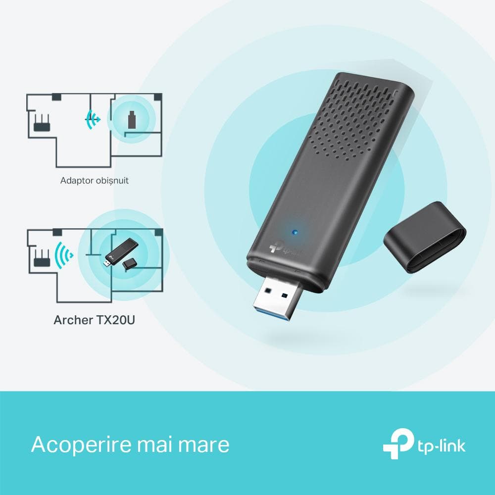 Adaptor wireless TP-LINK Archer AX1800, WIFI 6, Mesh, Dual Band — miniatură