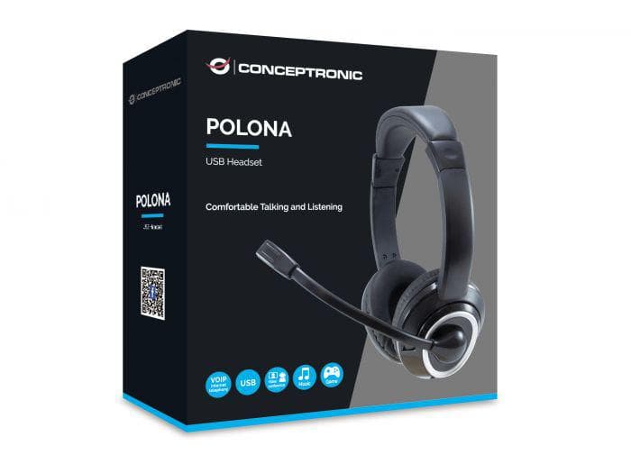 Casti Head-band Conceptronic POLONA, Wired, Negru — miniatură