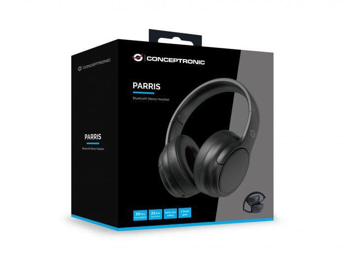Casti Head-band Conceptronic PARRIS03B, Wireless/Wired, Negru — miniatură