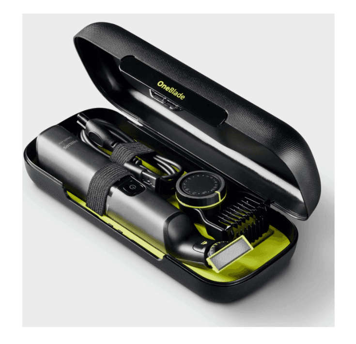Aparat de ras (0,2mm) si tuns (0,4-10mm) PHILIPS OneBlade Pro QP6652/61, Fata&corp, pieptene cu 20 de setări de lungime (0,4-10 mm), 2 accesorii pentru corp, 2 lame 360, 120 min (Li-ion), trusa, cablu alimentare USB-A, fara adaptor priza — miniatură
