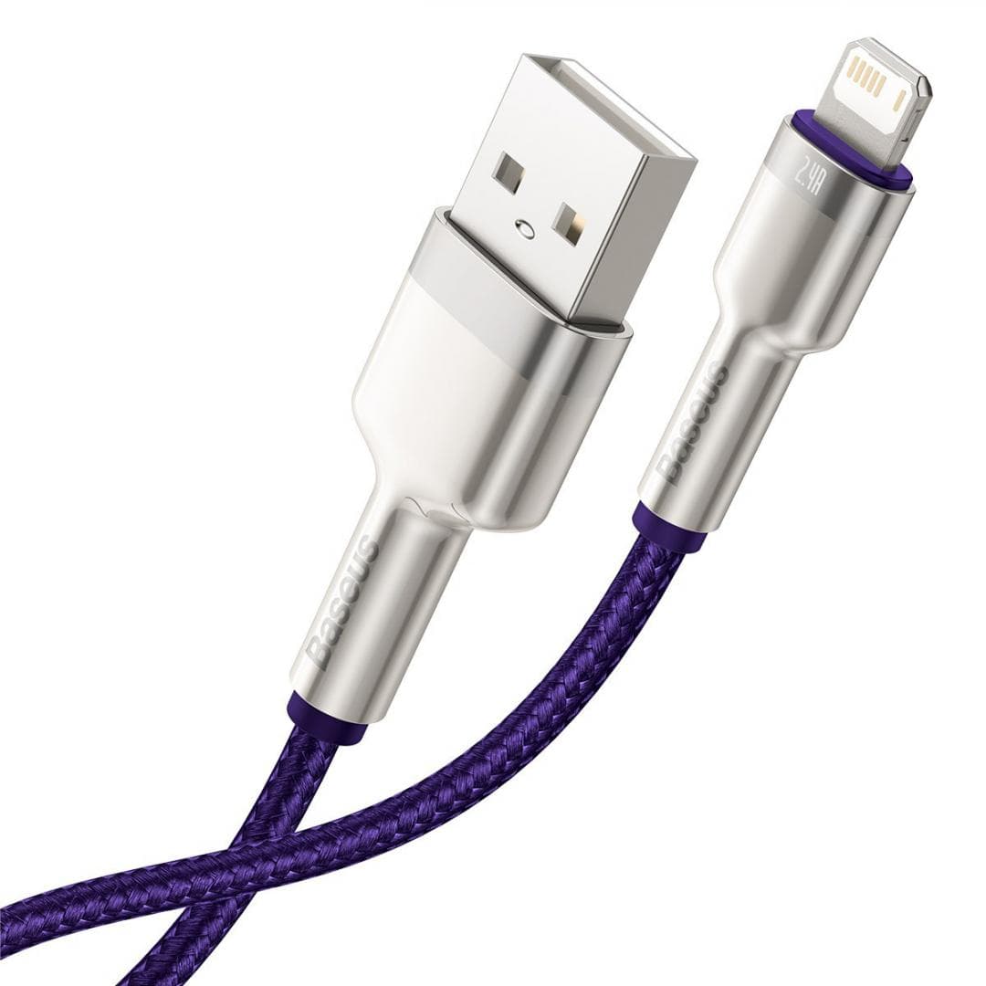 CABLU alimentare si date Baseus Cafule Metal, Fast Charging Data Cable pt. smartphone, USB la Lightning Iphone 2.4A, 2m, violet — miniatură