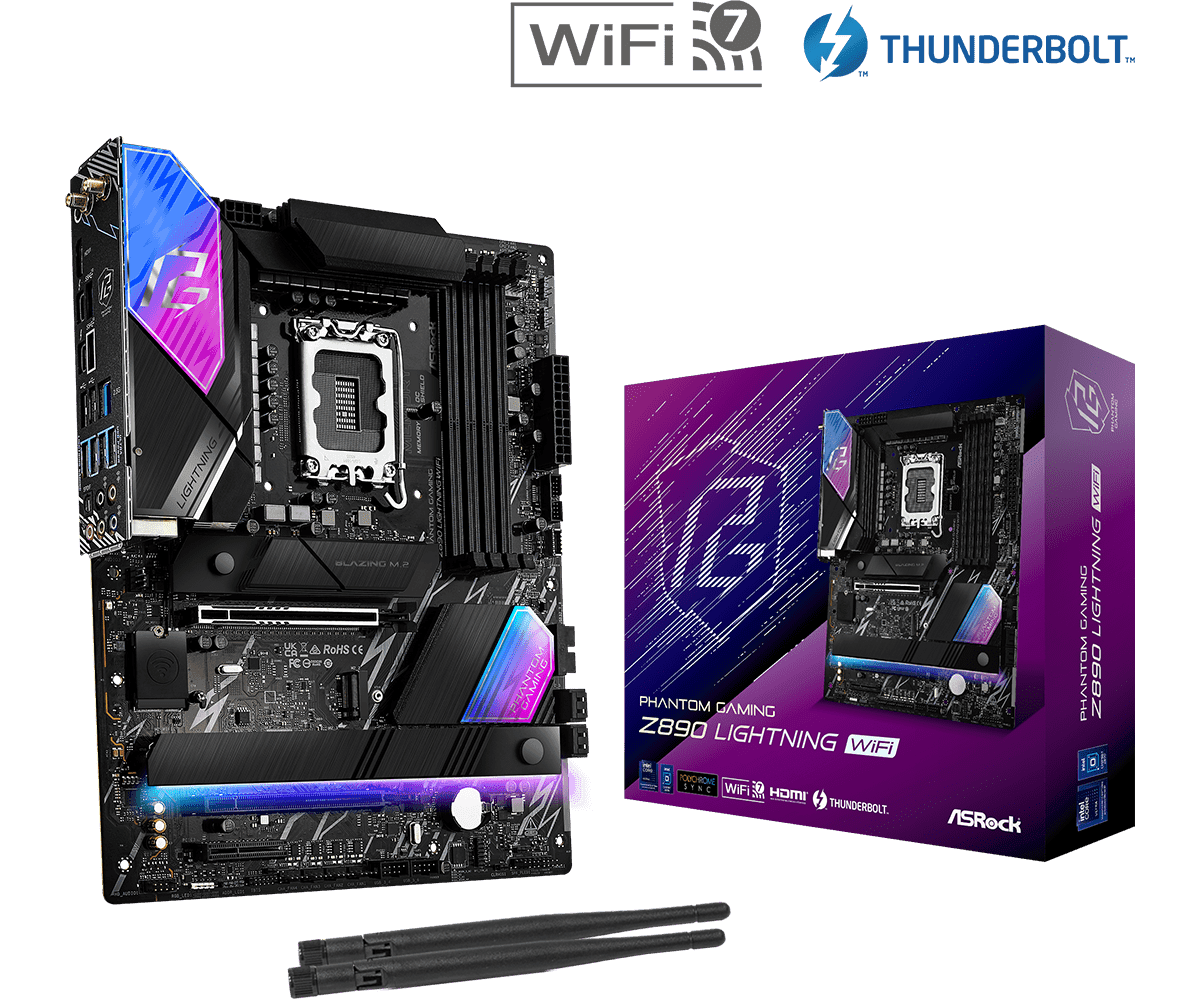 Placa de baza ASRock Phantom Gaming Z890 Lightning WiFi, Socket 1851, DDR5, ATX