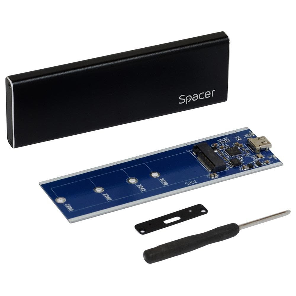 Rack extern Spacer SSD M.2 USB-C negru — miniatură