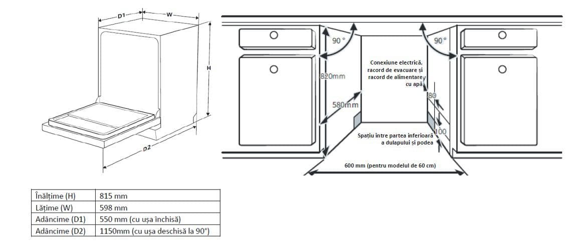 MASINA DE SPALAT VASE INCORPORABILA HEINNER HDW-BIM60514E++ — miniatură