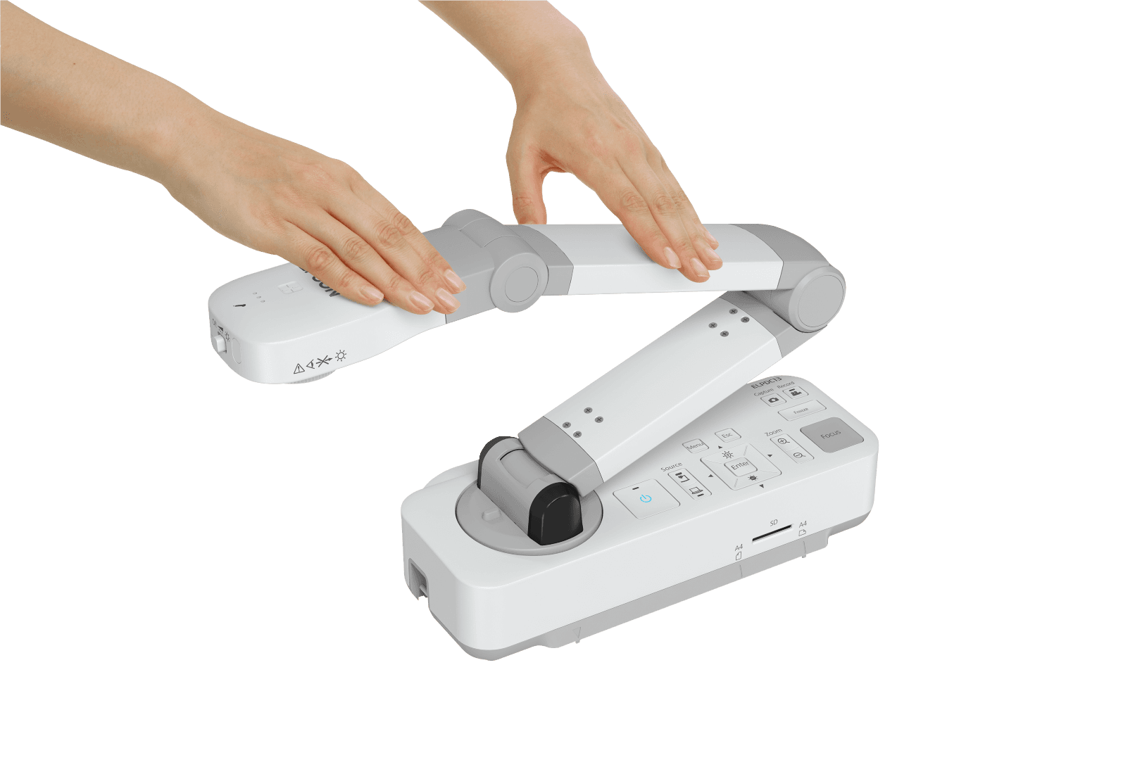 DOCUMENT CAMERA EPSON ELPDC-13, Senzor: cmos1/2.7", Rezolutie: 1920 x 1080 (HD 1080), 30fps, Digital zoom: 16x, raza scanare: 297 x 420 mm, Interfata: USB Type-B, VGA, SD max 32Gb, Format max: A3, Culoare: Alb, mod microscop. — miniatură