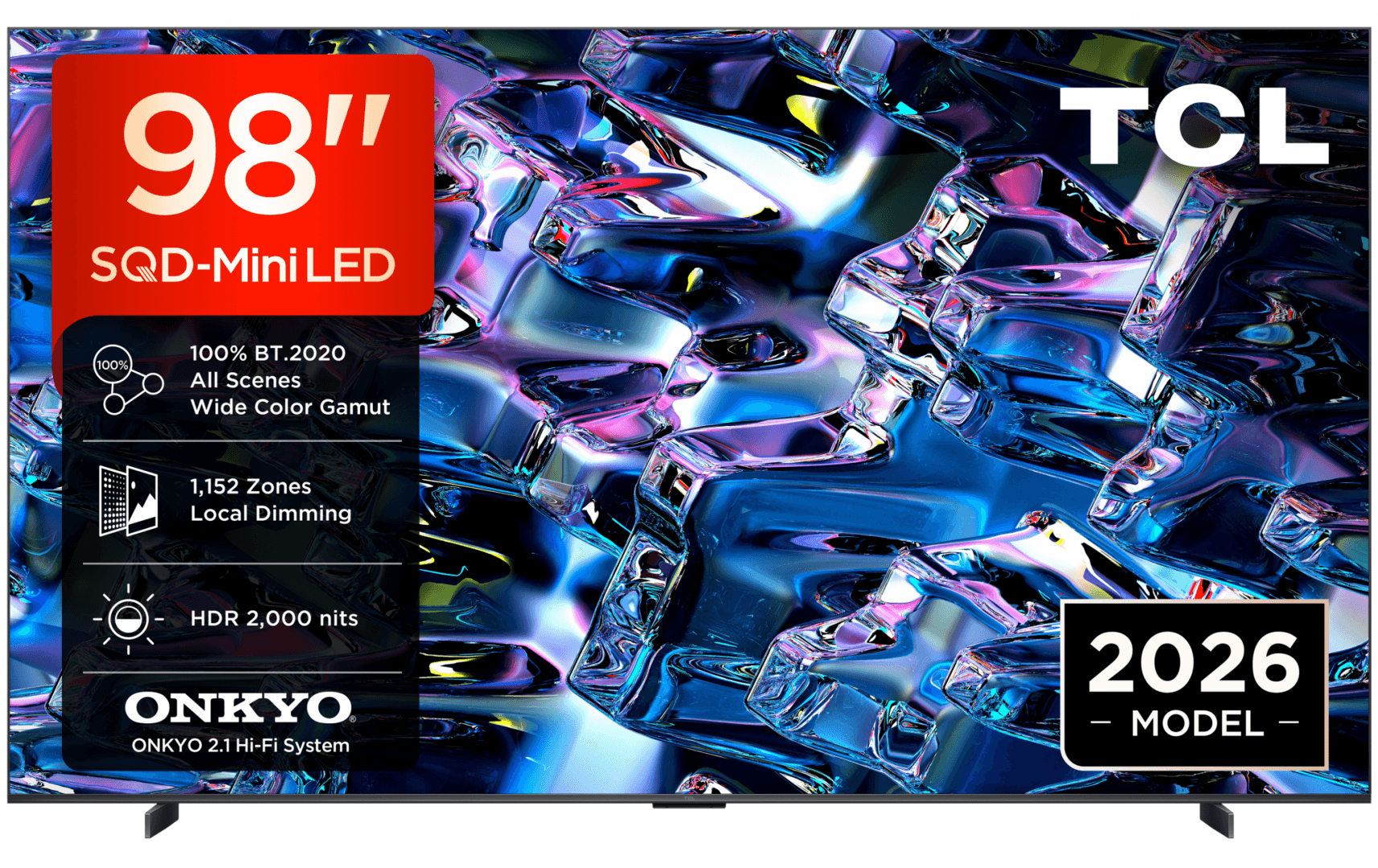 Televizor TCL SQD-MiniLED 98MSQLED80L, 248 cm, Smart Google TV, 4K, Onkyo (Model 2026) — miniatură
