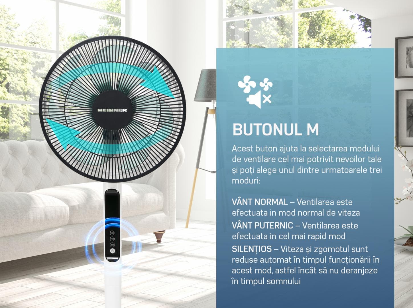 VENTILATOR CU PICIOR HEINNER HMSF-9BK — miniatură
