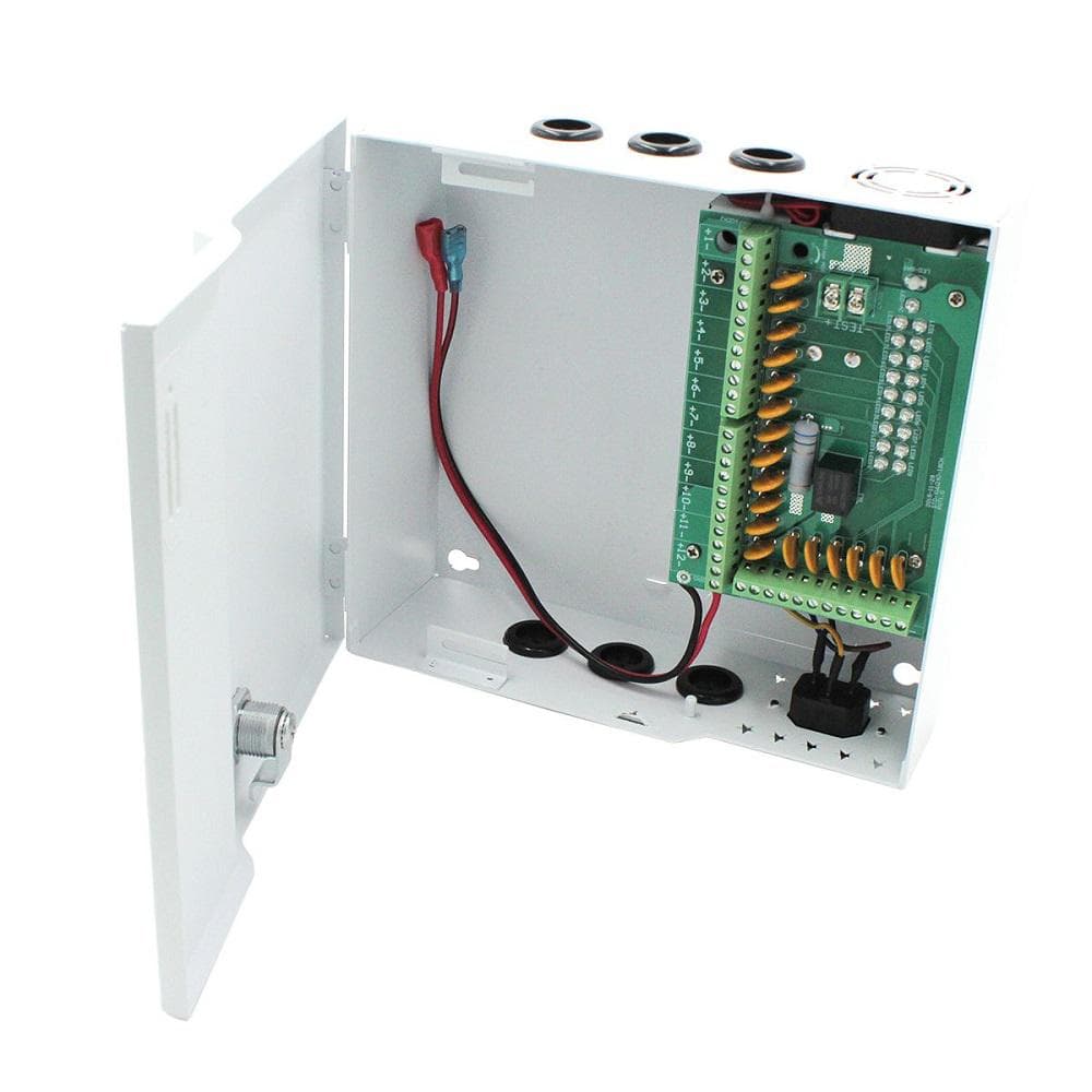 Sursa de alimentare 20A cu back up si 18 canale protejate pentru sisteme CCTV, STD-XWU250-12-18, 18 iesiri protejate PTC, LED stare pentru fiecare canal, tensiune intrare: 100-240V AC,47-63Hz; tensiune iesire: DC12V 20A, 240W, carcasa metal, intrare pentru acumulator de 7Ah 12V( nu este inclus)