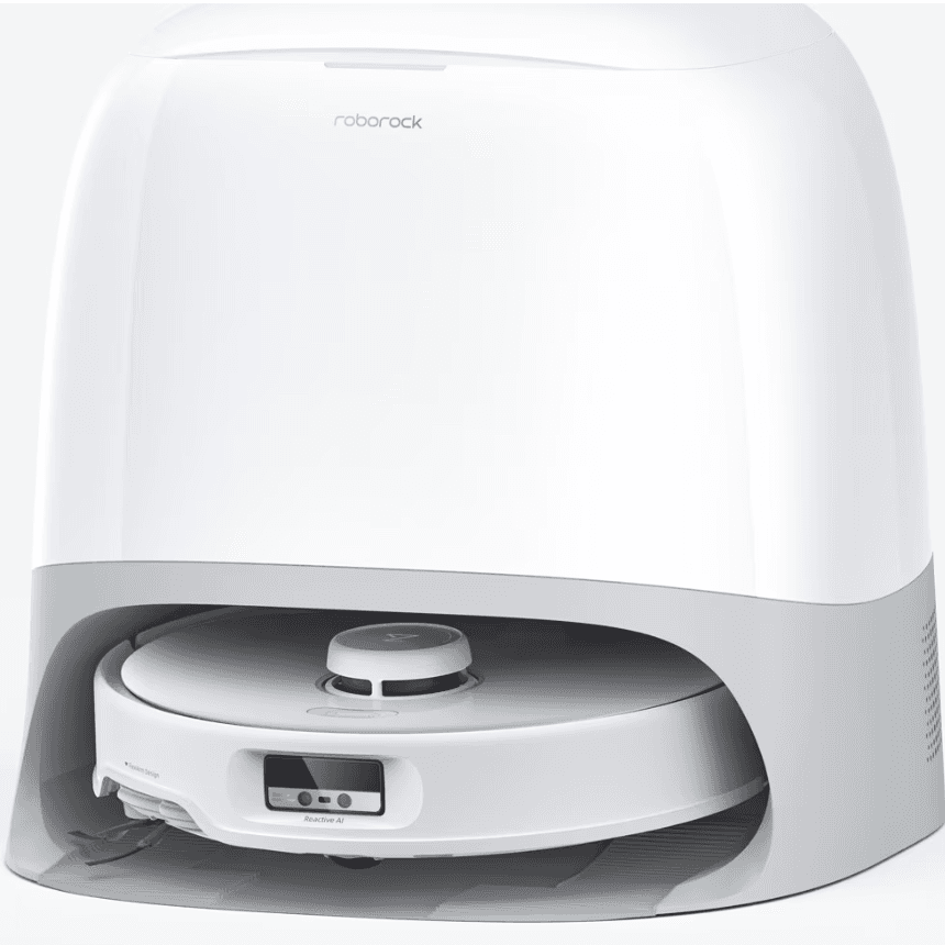 Robot de aspirare Roborock Qrevo Curv, aspirator, mop si statie inteligenta de golire automata, 66W, Lidar, 18500 PA, baterie 5200mAh, mop rotativ. Filtru EPA E11, alb