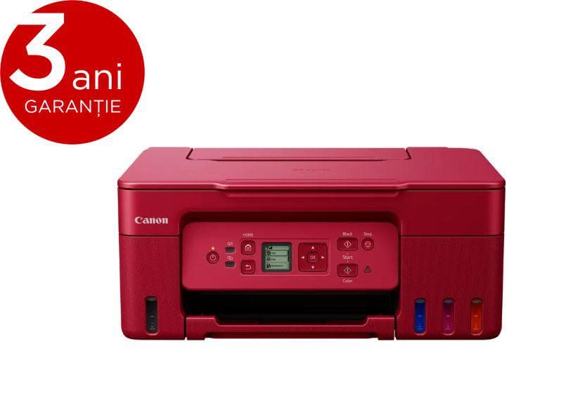 "Multifunctional inkjet color CISS Canon PIXMA G3470 Red, dimensiune A4(Printare, Copiere, Scanare), viteza imprimare 11ipm alb-negru, 6ipm color,rezolutie printare 4800x1200 dpi, imprimare fara margini, alimentarehartie 100 coli, scanner CIS rezolutie 600x1200 dpi, copiere multipla 99copii