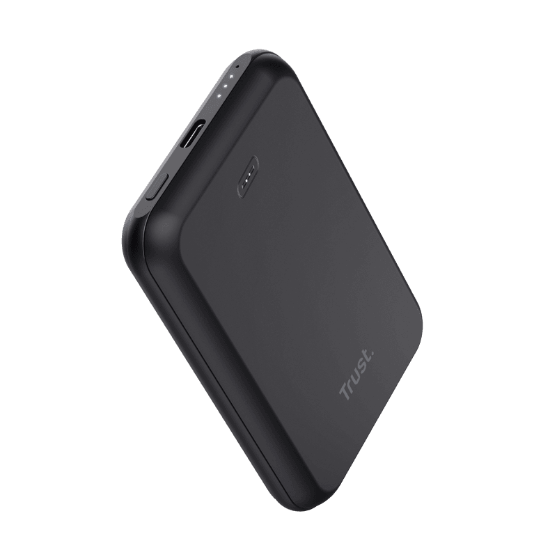 Baterie externa wireless Trust Magno, capacitate baterie 5000 mAh, 1 x porturi USB, putere maxima intrare 12W, compatibil cu telefoanele iPhone 12 sau modele mai noi cu MagSafe compatibility, Qi charging cu 7.5W, negru — miniatură