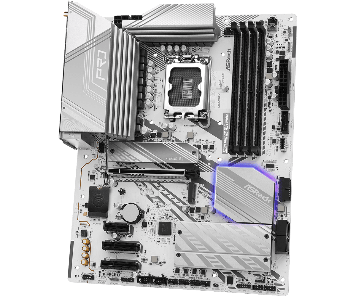 Placa de baza ASRock Z890 Pro RS WiFi White, Socket 1851, DDR5, ATX — miniatură